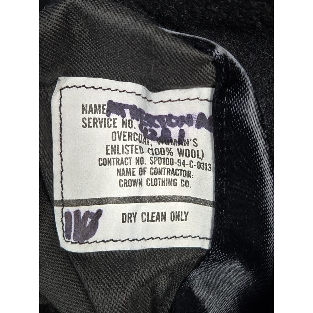 Military Peacoat Womens 16 R Black Wool OverCoat Crown Clothing - Picture 5 of 12